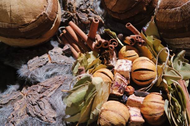 istock Eco natural handmade wooden tree bark Christmas tree ornaments 1077752826