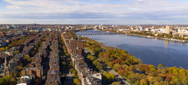istock Aerial View South Facing Boston Bridge Charles River Cambridge Massachusetts 1077760324