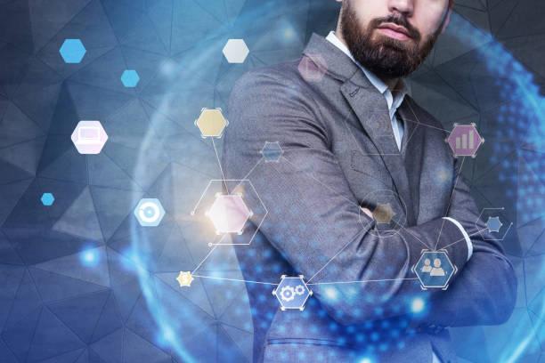 istock Unrecognizable businessman, iot icons 1077763330
