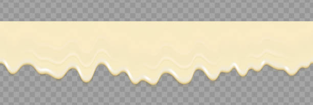 흰색 액체 마요네즈 완벽 한 텍스처입니다. 마요네즈 현실적인 투명 한 배경에 고립 된 텍스처를 반복 합니다. 크림 배경 쏟아져입니다. 벡터 그라디언트 메쉬입니다. - cheese topping stock illustrations