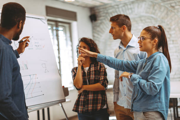 istock Freelance business people with board having discussion 1077768838