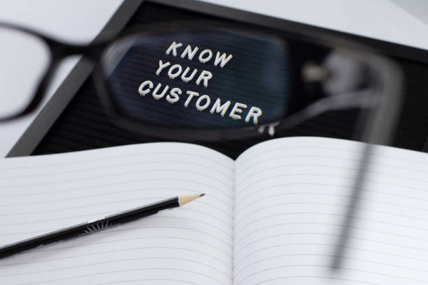 istock Know Your Customer - business concept, white text message on black board  through the lens of glasses, free space for text 1077781656