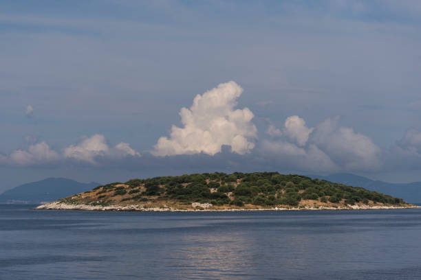 istock Ionian islands covered with trees in aegean sea. 1077799178