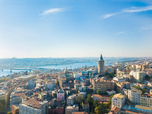 Historic Half Island Galata kulesi, karaköy manzarası peninsula stock pictures, royalty-free photos & images