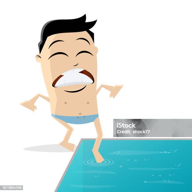 Cold Water Tipoes Test Clipart Stock Illustration - Download Image Now - Frozen, Swimming Pool, Toe