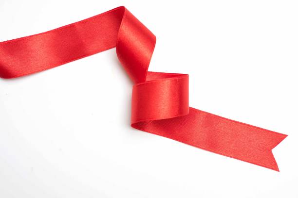 istock Red ribbon border isolated on white background 1077822176