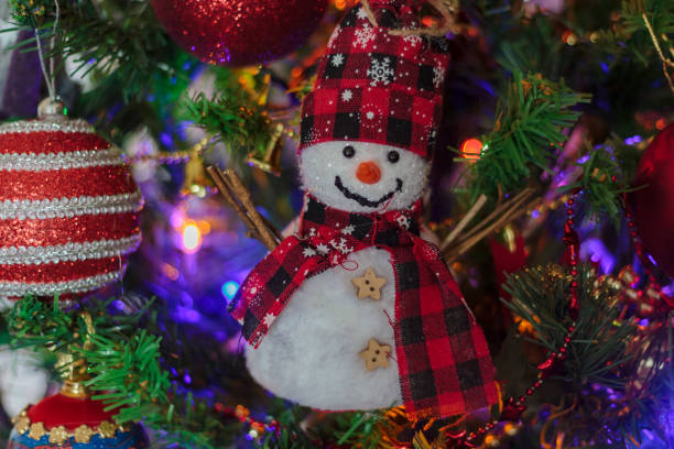istock Closeup of christmas tree decorations 1077822190