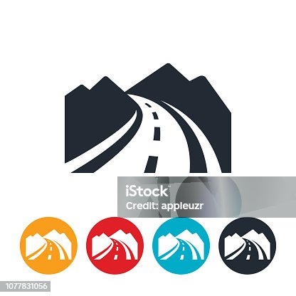 istock Curved Mountain Road Icon 1077831056