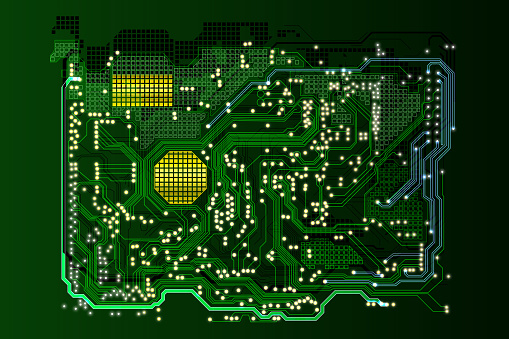 More complicated circuit boards are like cities seen from the top of the sky.