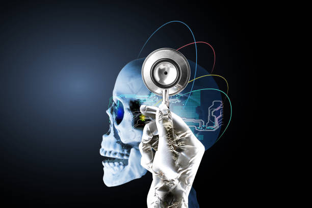 istock Performance of MRI and CT scan by the quantum computer is markedly improved. Diagnosis is performed by the AI robot. 1077856250