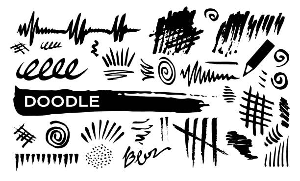 ilustrações de stock, clip art, desenhos animados e ícones de doodle abstract lines - black pencil illustrations