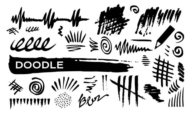 doodle абстрактные линии - black pencil illustrations stock illustrations