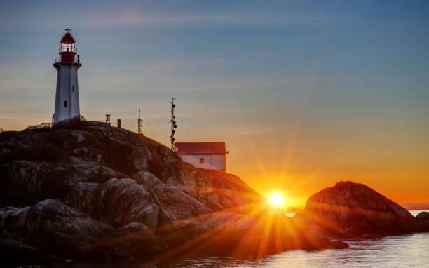 istock Point Atkinson Lighthouse at sunrise, Lighthouse Park, West Vancouver, BC 1077866932