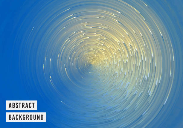 노란색과 파란색 whirling 소용돌이 초현실적인 배경 - tunnel abstract backgrounds blue stock illustrations