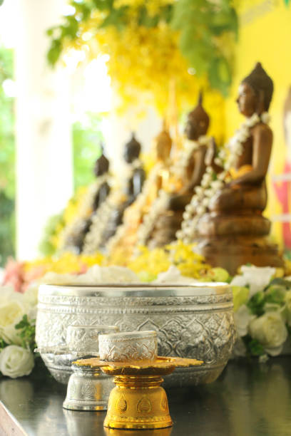 istock Bathing rite for Buddha images and the monks. 1077871070