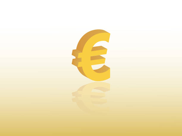 ilustrações de stock, clip art, desenhos animados e ícones de euro currency symbol vector of the european union using golden color on yellow background illustration - coin euro symbol european union currency gold