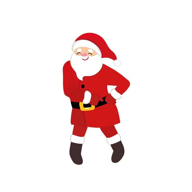 dancing santas Funny Santa disco dancer, cartoon animation character, crazy retro dance, isolated vector sign, holiday symbol, 1970s style for quirky print, t-shirt, greeting card, party invitation, motion design. finger clubbing disease stock illustrations