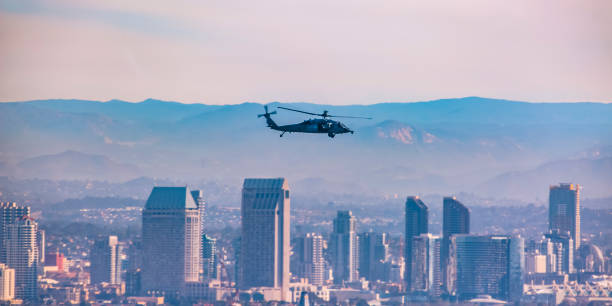 istock Helicopter above buildings in downtown San Diego 1077880722