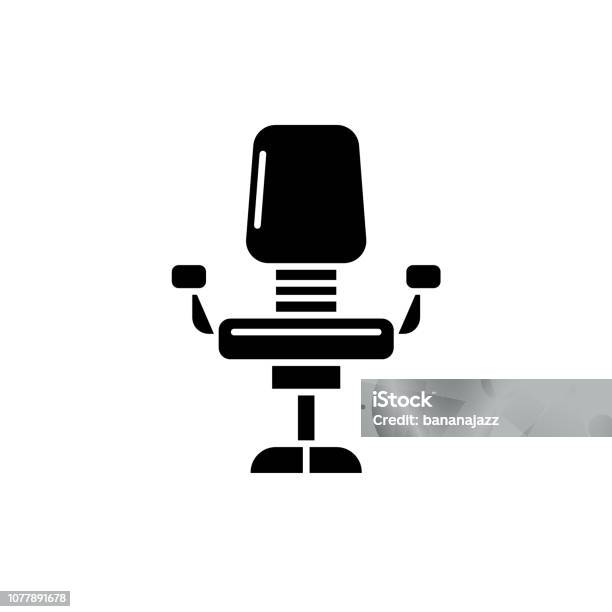Office Chair Black Icon Vector Sign On Isolated Background Office Chair Concept Symbol Illustration Stock Illustration - Download Image Now
