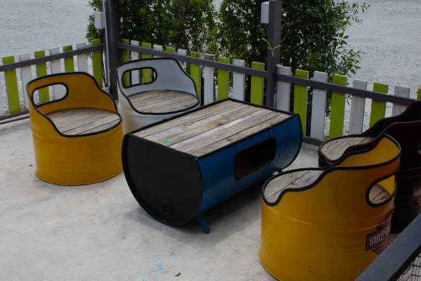 Table and Chair made from the oil tank.