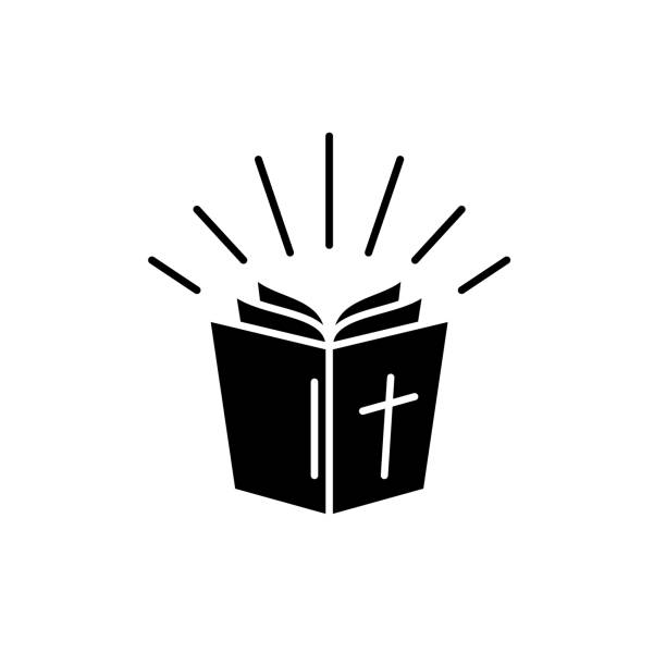 ilustrações, clipart, desenhos animados e ícones de ícone de bíblia negra, vector sinal sobre fundo isolado. símbolo do conceito de bíblia, ilustração - book open magic bible