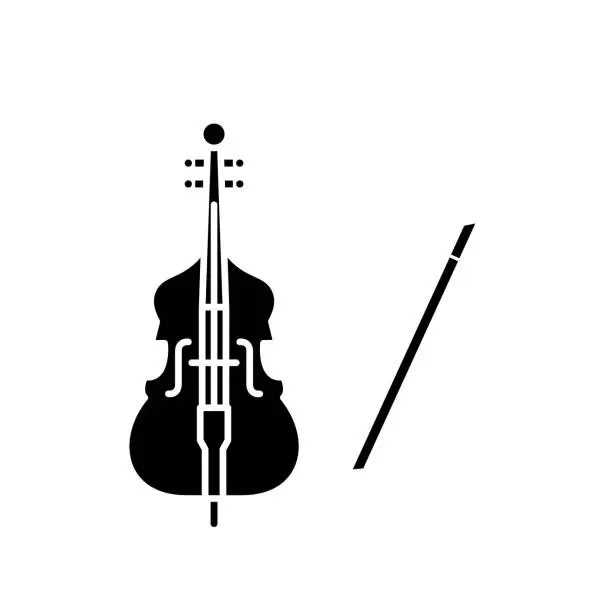 Vector illustration of Violin play black icon, vector sign on isolated background. Violin play concept symbol, illustration