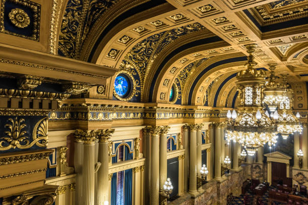 pennsylvania state house of representatives chamber - museum complex the americas north america usa imagens e fotografias de stock