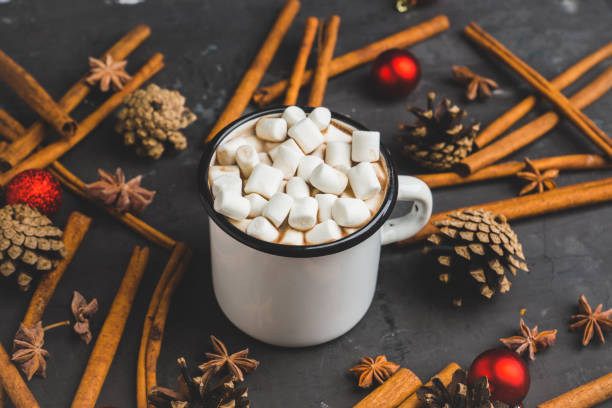 istock Sweet hot chocolate in mug. Christmas drink with marshmallow. 1077905878