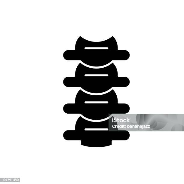 Vertebrae Black Icon Vector Sign On Isolated Background Vertebrae Concept Symbol Illustration Stock Illustration - Download Image Now