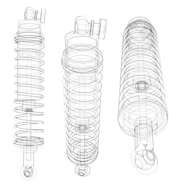 Vector illustration of Shock absorber collection outline. Vector