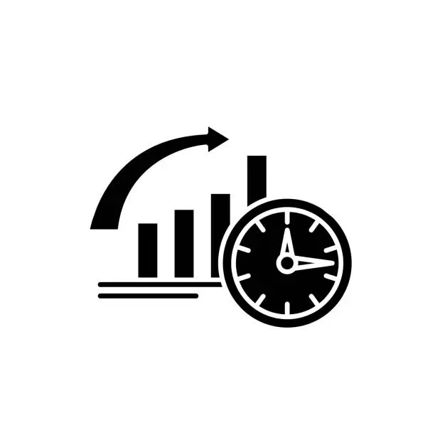 Vector illustration of To be on time black icon, vector sign on isolated background. To be on time concept symbol, illustration