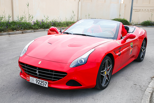 Abu Dhabi, UAE - November 17, 2018: Italian sportscar Ferrari California T in the city street.
