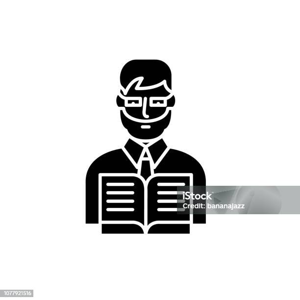 Teacher Black Icon Vector Sign On Isolated Background Teacher Concept Symbol Illustration Stock Illustration - Download Image Now