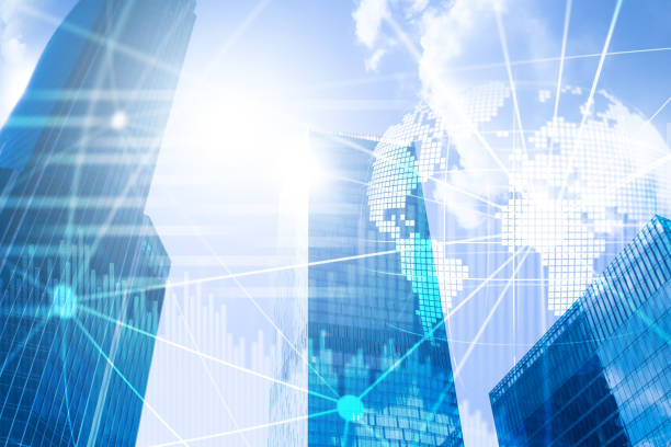 istock Double exposure mixed media. 3D Earth planet hologram and communication structure. World wide network and globalization concept. 1077937876