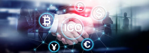istock ICO - Initial coin offering, Blockchain and cryptocurrency concept on blurred business building background. 1077938000