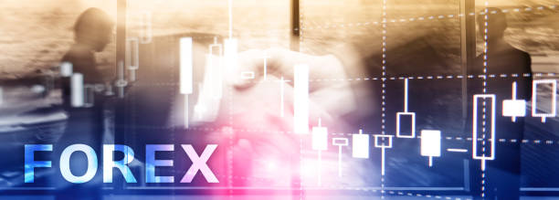 istock Forex trading, financial candle chart and graphs on blurred business center background. 1077938140