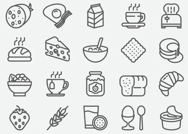 Vector illustration of Breakfast Line Icons