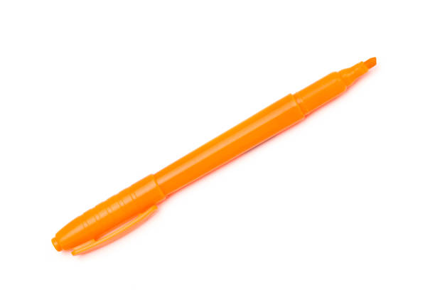 Close-up of an orange felt-tip pen.