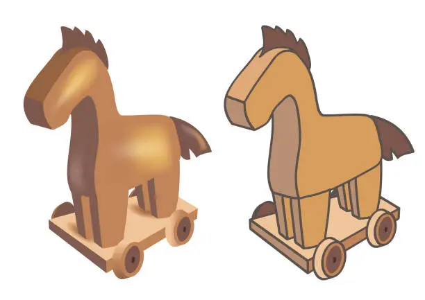 Vector illustration of Trojan horse - Three-dimensional and flat