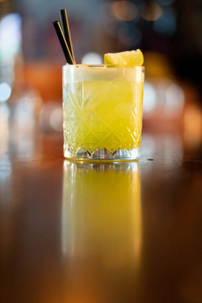 Lemon Cocktail Selective focus on cocktails. club soda stock pictures, royalty-free photos & images