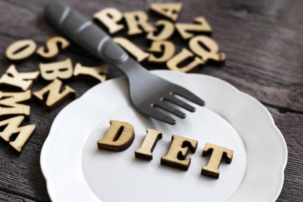 istock The word diet on a plate, wooden letters 1077961218