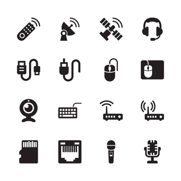 エレクトロニクス ・ テクノロジーのアイコン - セット 4 - router wireless technology modem equipment点のイラスト素材／クリップアート素材／マンガ素材／アイコン素材