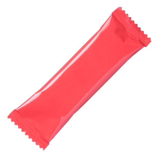 istock Blank red closed glossy foil snack food bar packaging 1077963234
