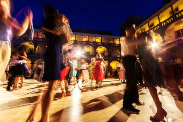 Tango danced inside of a courtyard