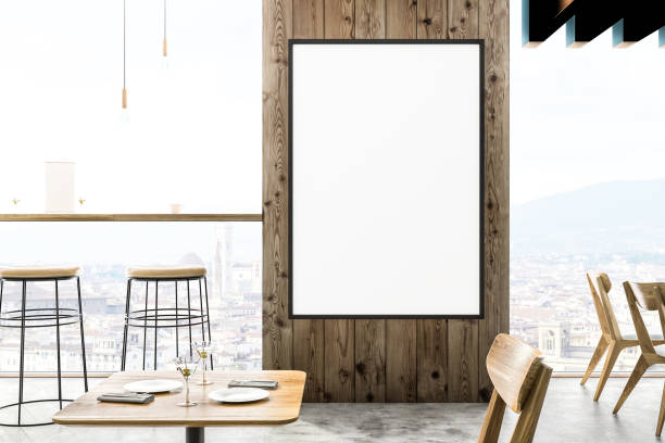 istock Wooden cafe interior, poster 1077968386
