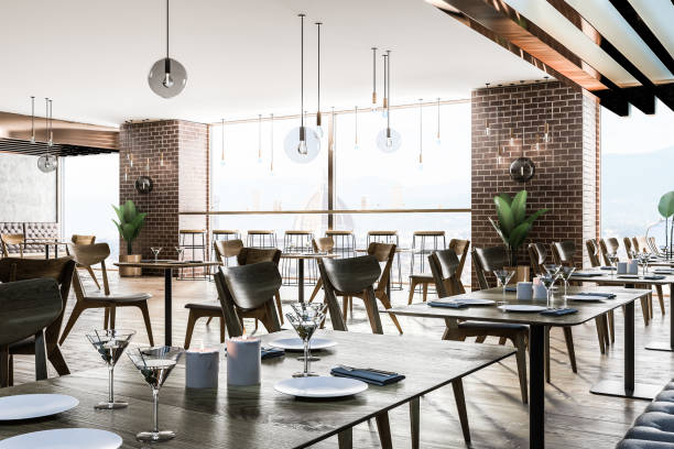 istock Interior of modern European restaurant 1077969524
