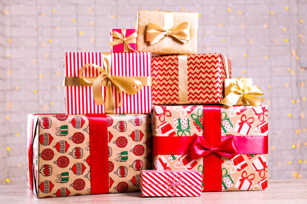 istock Christmas mood image with colorful presents. 1077969594