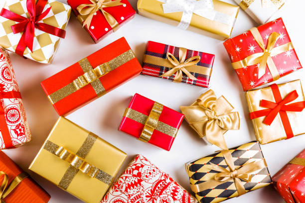 istock Christmas mood image with colorful presents. 1077969720