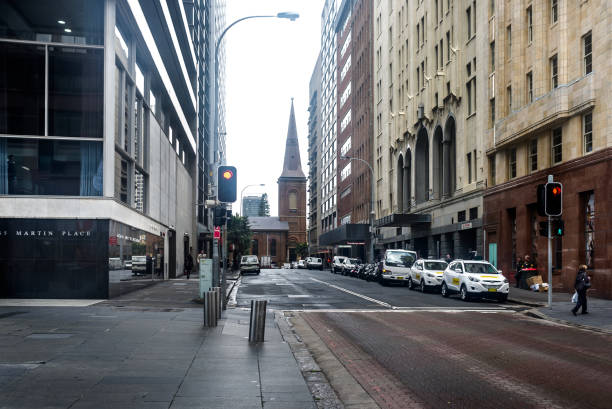 Sydney, Australia - August 27, 2014: Phillip Street near Martin Place in the Sydney CBD. Many financial institutions are located in this area.