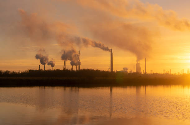 istock Smoking chemical plant chimneys,panorama.Air environment pollution concept. 1077973584